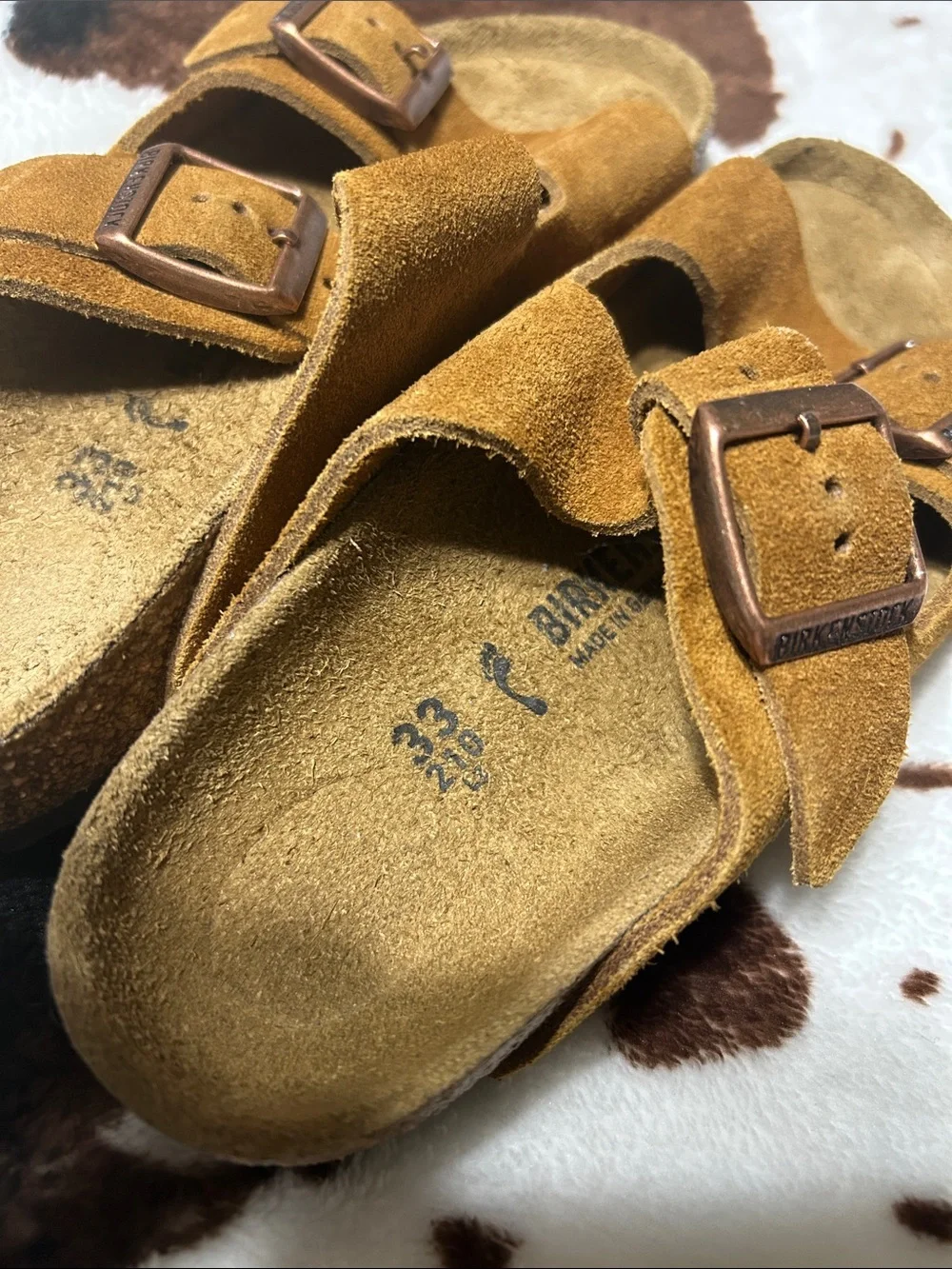 Birkenstock Kids Two-Buckle Suede Sandals in Brown